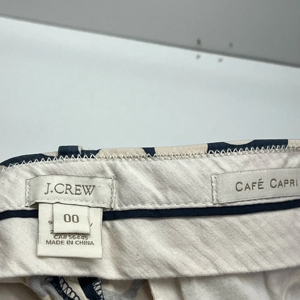 J. Crew Navy and Tan‎ Polka Dot Cafe Capris